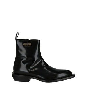 Moschino Gold Lettering Logo Ankle Boots - NWT